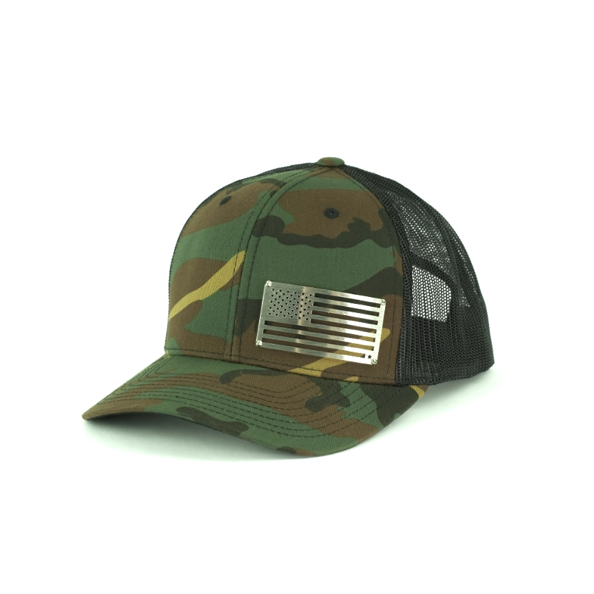 American Flag Stainless Steel Badge Hat