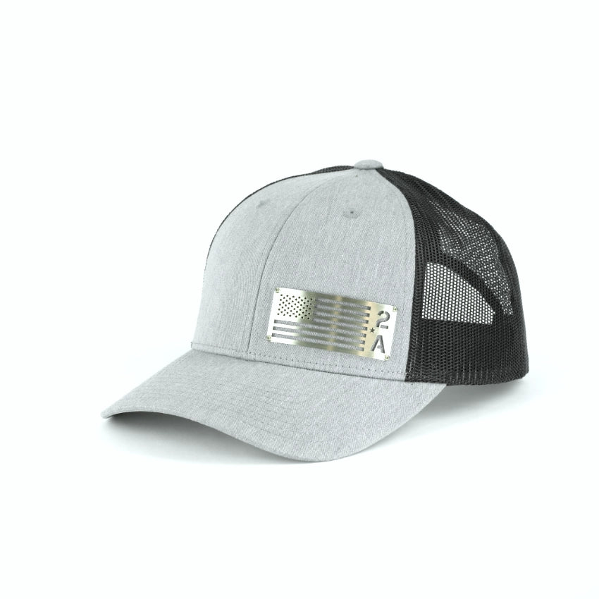 2A American Flag Stainless Metal Badge Hat – Patriot Forge