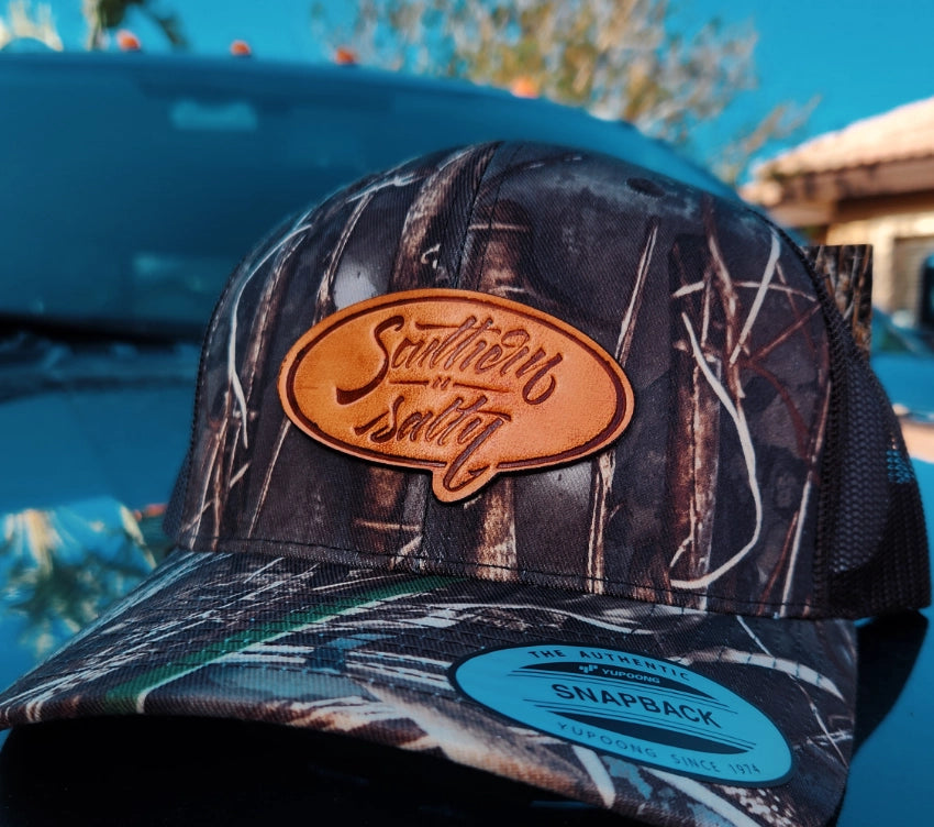 Custom Engraved & Cut Full Grain Leather Patch Hat