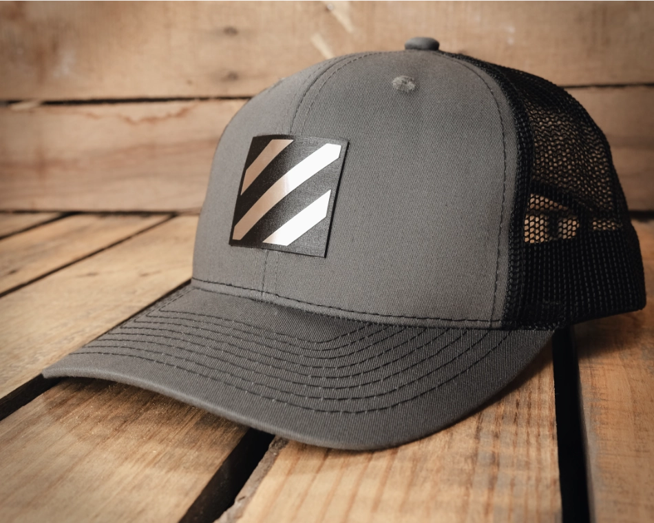 US_Army_Officially_3rd_Infantry_Division_Badge_square_Licensed_Brushed_Metal_Badge_Hats_by_Patriot_Forge_Works_on_charcoal_and_black.webp