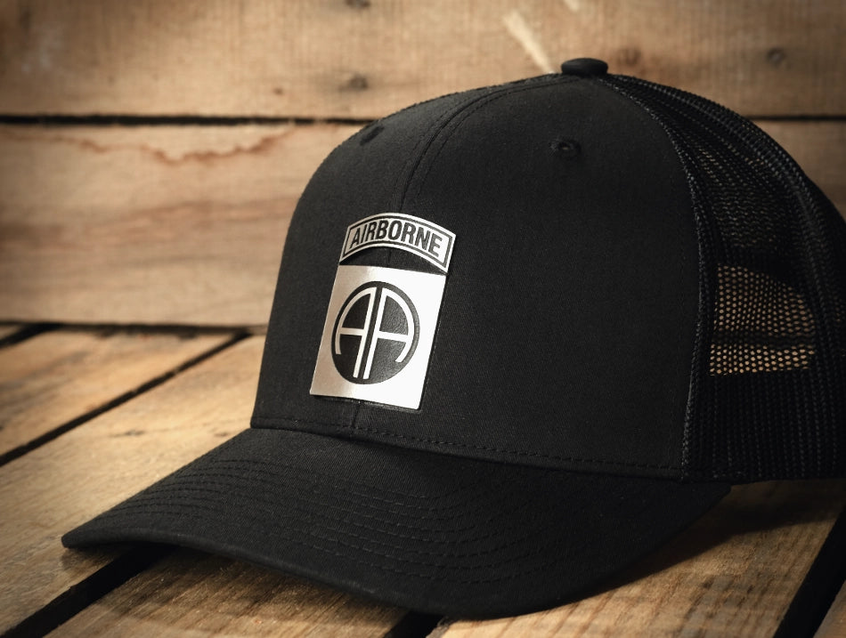 US_Army_Officially_82nd_Airborne_Badge_square_Licensed_Brushed_Metal_Badge_Hats_by_Patriot_Forge_Works.webp