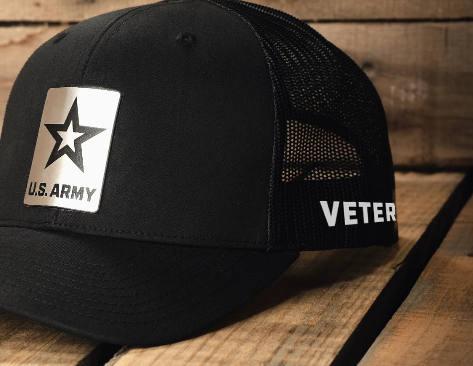 US_Army_Officially_Badge_Veteran_on_side_Licensed_Brushed_Metal_Badge_Hats_by_Patriot_Forge_Works.webp