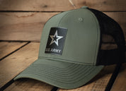 U.S. Army Brushed Metal Badge Hat reverse engrave - Officially Licensed U.S. Army