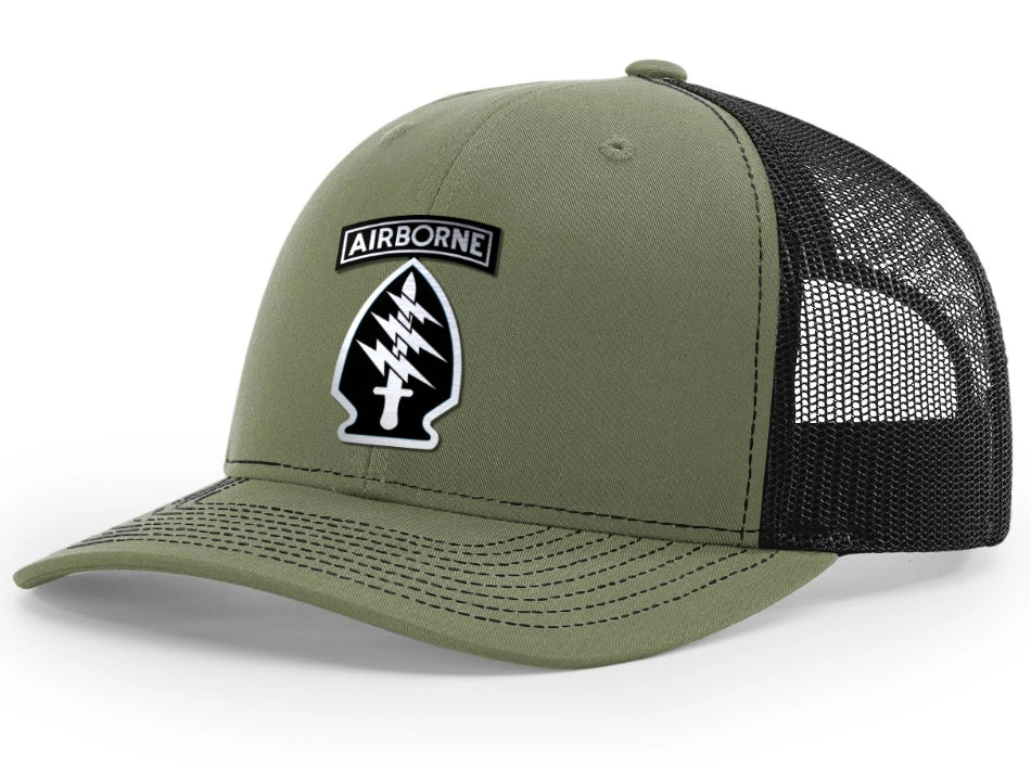 1st Special Forces Command Airborne Brushed Metal Badge Hat - Officially Licensed U.S. Army